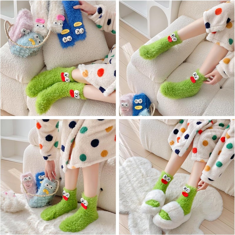 TFTSR Crazy Funny Fuzzy Silly Socks for Kids Women,Girls Fluffy Slipper Novelty Fun Socks,Boy Men Cute Cozy Soft Animal Socks - Image 3